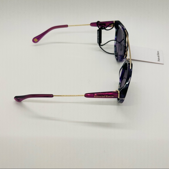 NWT Pedro del Hierro Round Sunglasses w/ Case and Dust Cloth. Purple and Gold. - Picture 9 of 10
